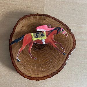 Jockey Horse Race Brooch Pin Vintage